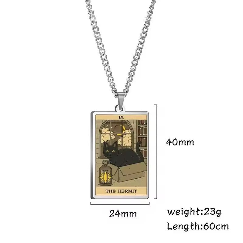 Astrologisk katt vintage anheng halskjede