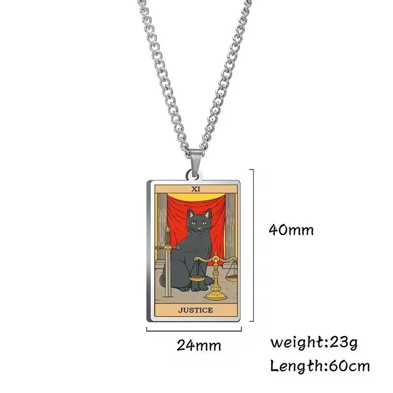 Astrologisk katt vintage anheng halskjede
