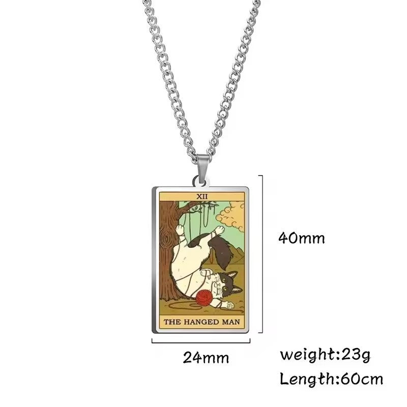 Astrologisk katt vintage anheng halskjede