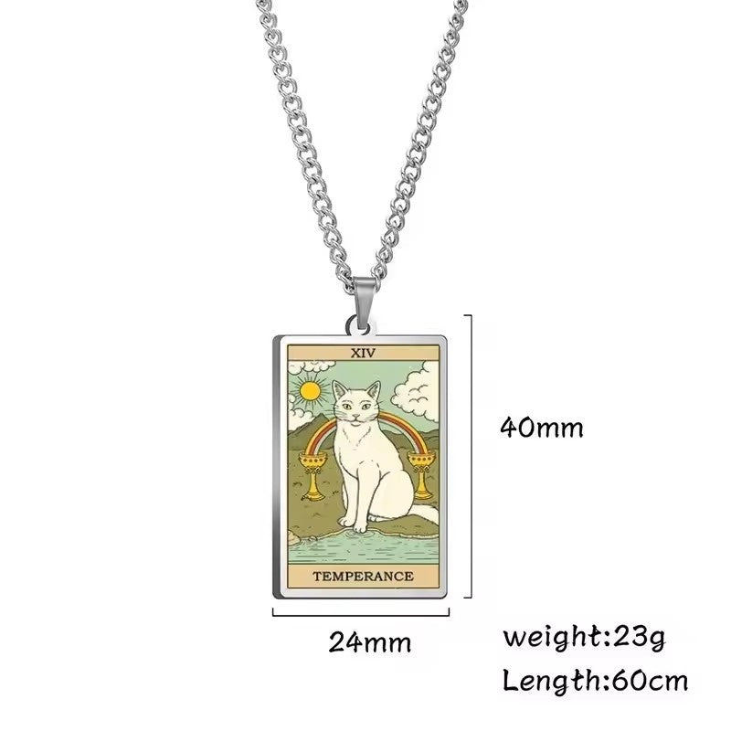 Astrologisk katt vintage anheng halskjede