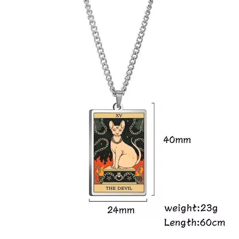 Astrologisk katt vintage anheng halskjede