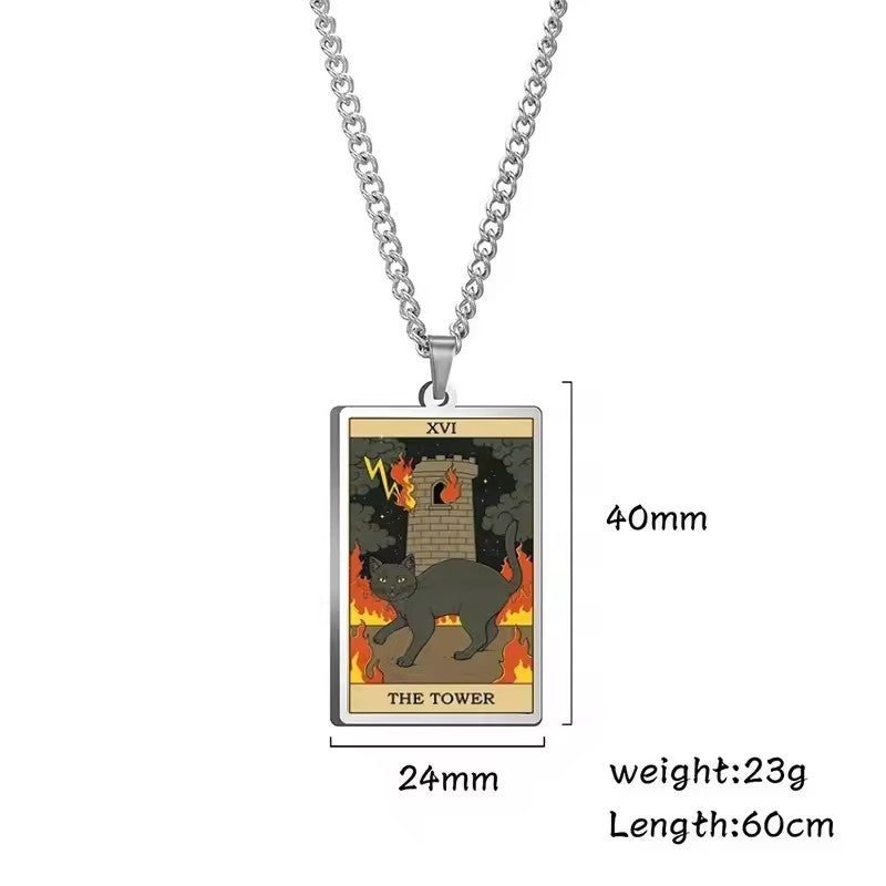 Astrologisk katt vintage anheng halskjede