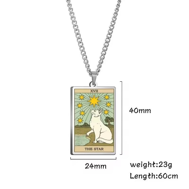 Astrologisk katt vintage anheng halskjede