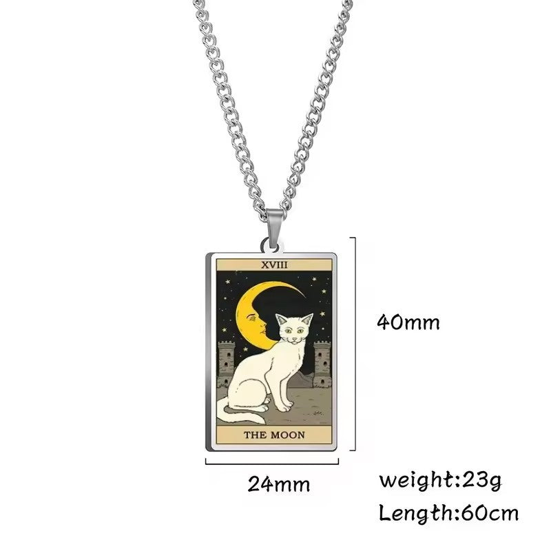 Astrologisk katt vintage anheng halskjede
