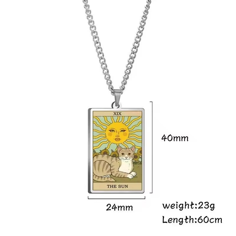 Astrologisk katt vintage anheng halskjede