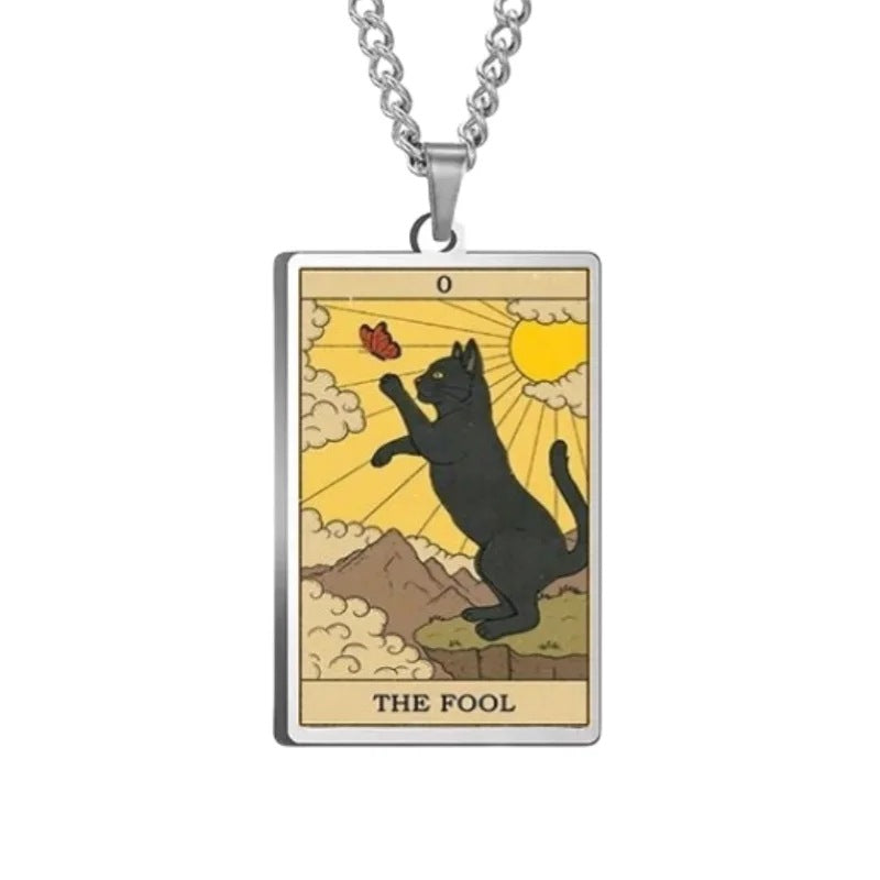 Astrologisk katt vintage anheng halskjede