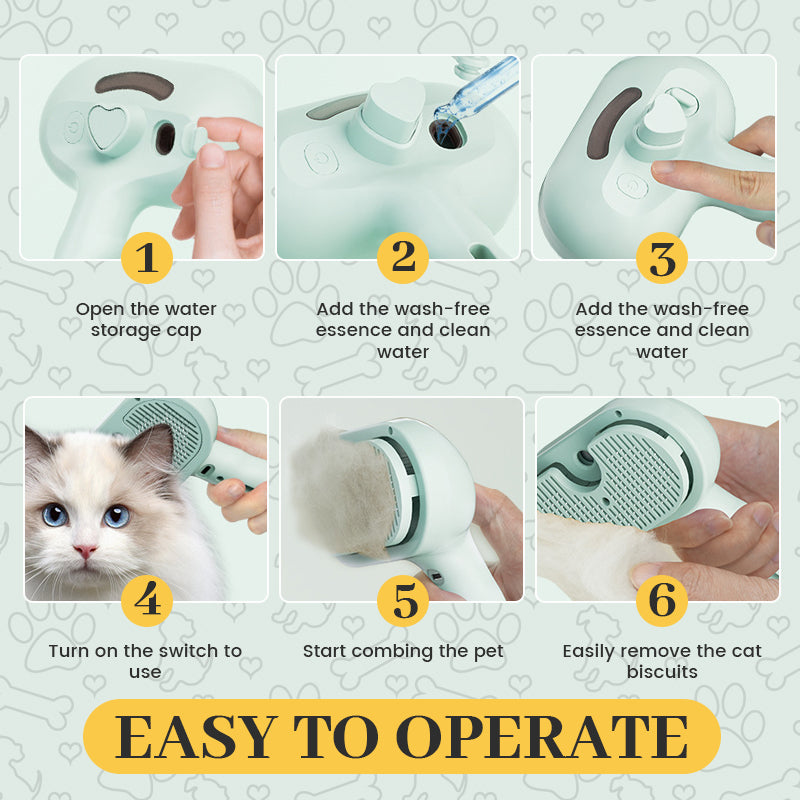 🐾🌿 Smart Spray-Børste for kjæledyr – Skånsom og praktisk!（🔥Gratis vannflaske i en begrenset periode🔥）