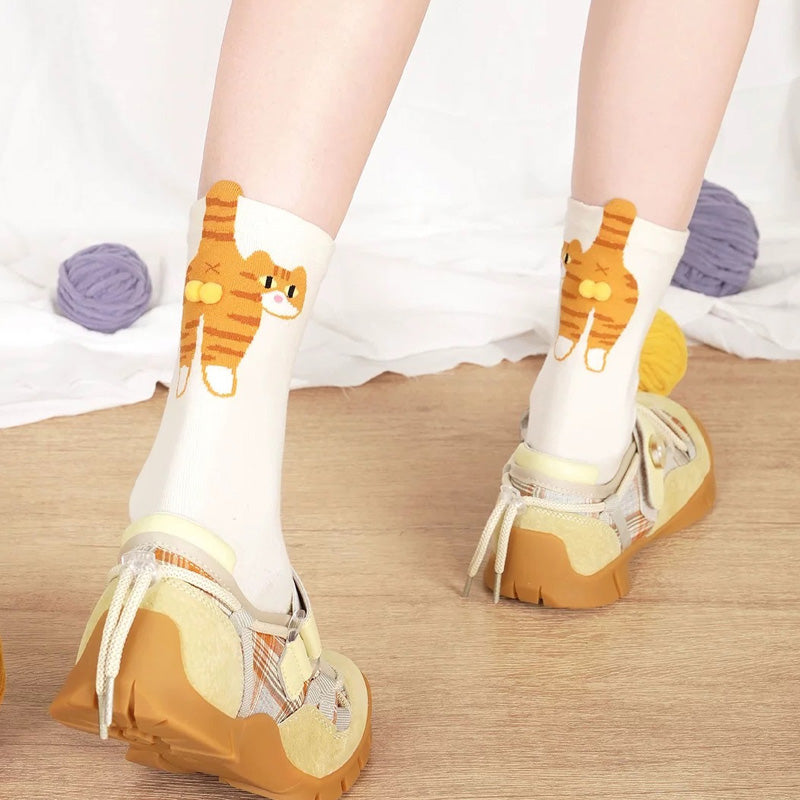 🐾Søte & Rampete Kattesokker（2 par）