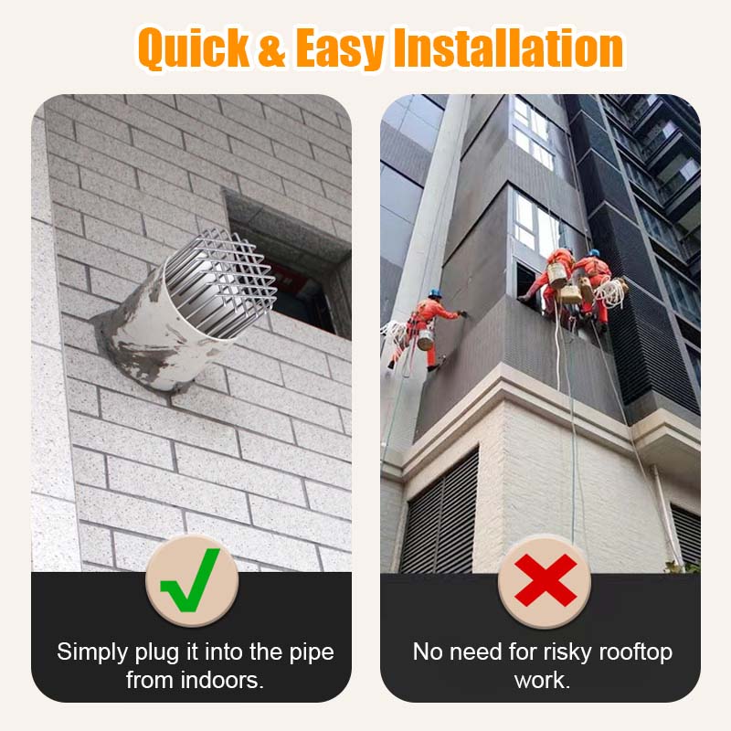 🛡 Avløpsbeskyttelse i 304 Rustfritt Stål – Holder Fugler, Rotter og Rusk Ute