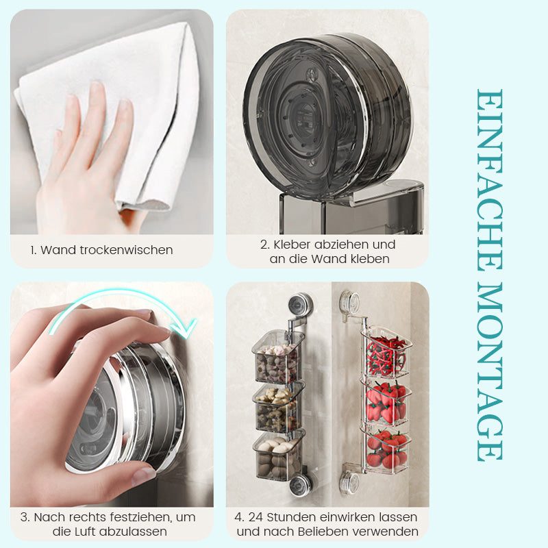 🍽️ Roterbar oppbevaringsboks med sugekopp – plassbesparende på kjøkkenet