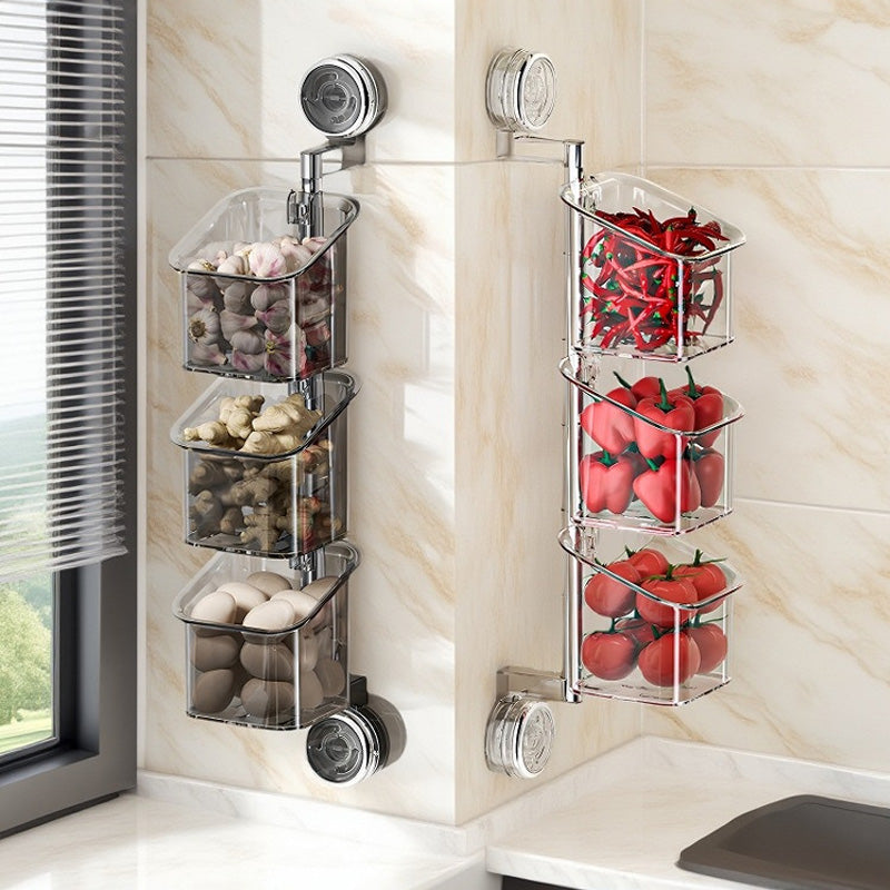 🍽️ Roterbar oppbevaringsboks med sugekopp – plassbesparende på kjøkkenet