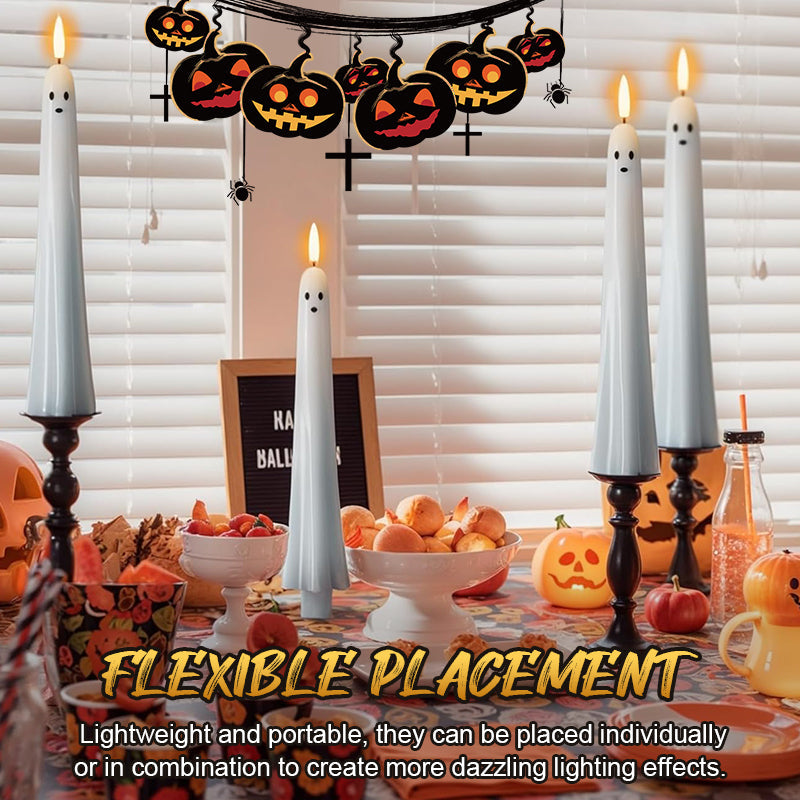 🎃👻 Fjernstyrt Spøkelseslys med 3D-Flammet Veke – Perfekt til Halloween 👻🎃
