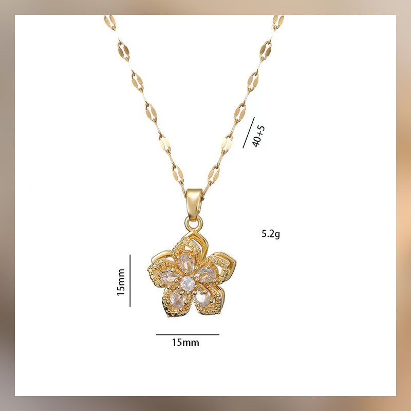 🌸Bauhinia Zirkon Halskjede – Roterende, Stilig og Glitrende