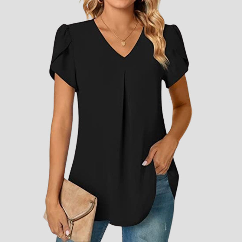 🌸Enkel skjorte med V-hals og ermer