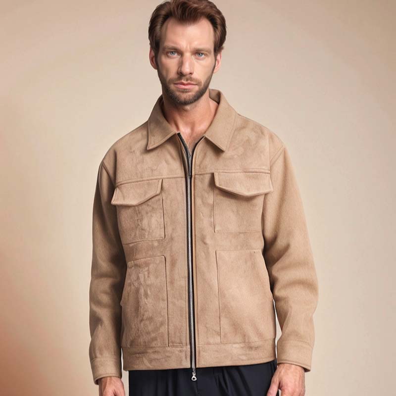 🍂 Klassisk semsket skinnjakke til herre – perfekt for høst og vinter