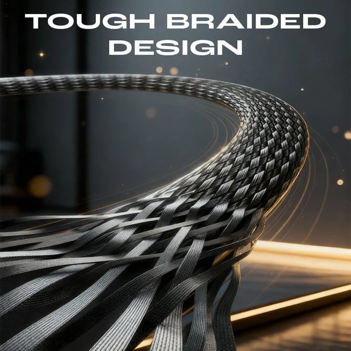 ⚡2-i-1 usynlig ladekabel – 240W hurtigladeledning med innebygd telefonstativ