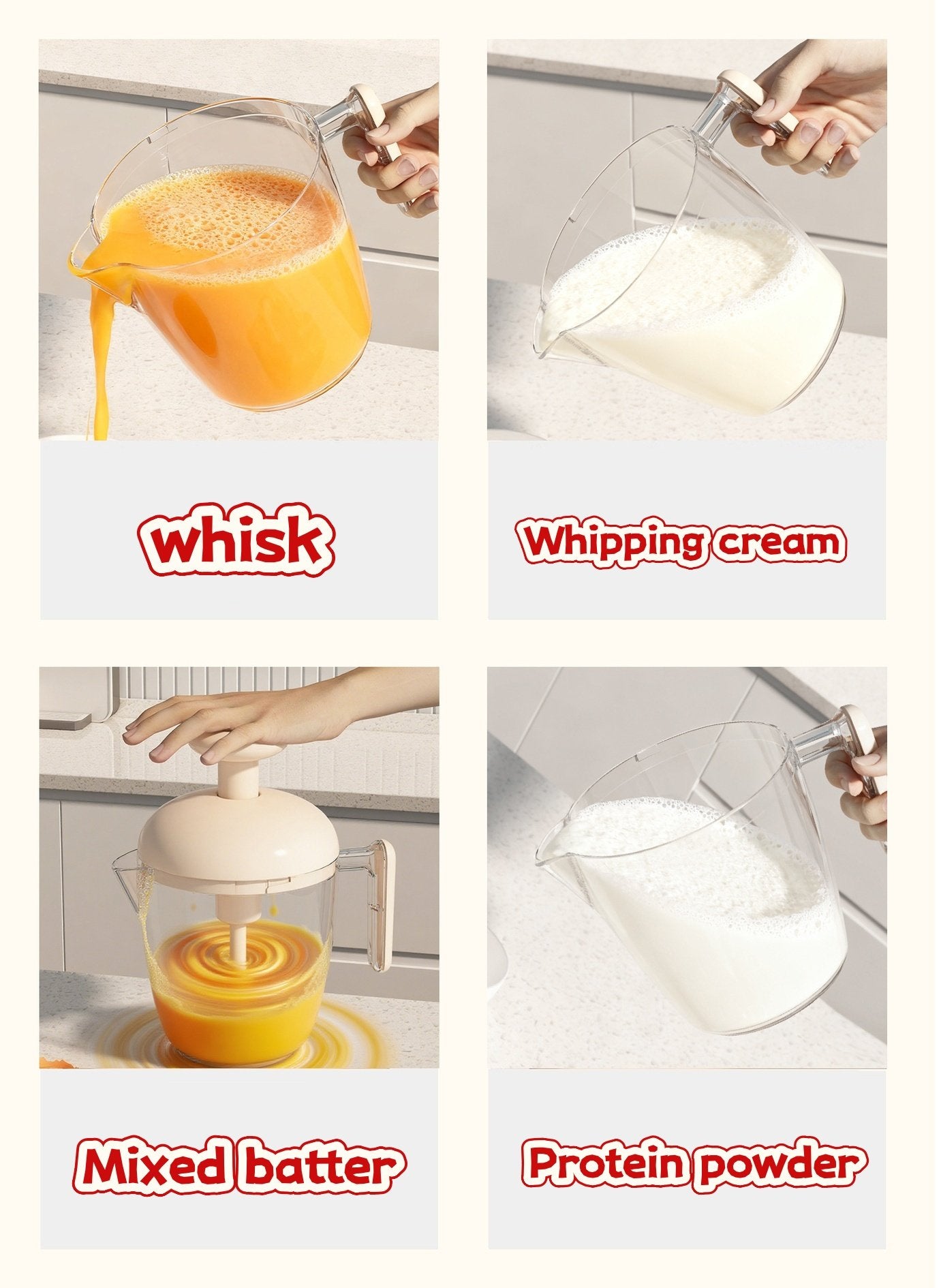 Multifunksjonell eggvisp med filterkopp