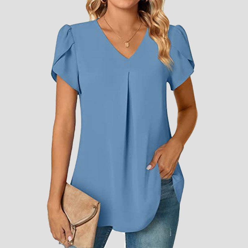 🌸Enkel skjorte med V-hals og ermer