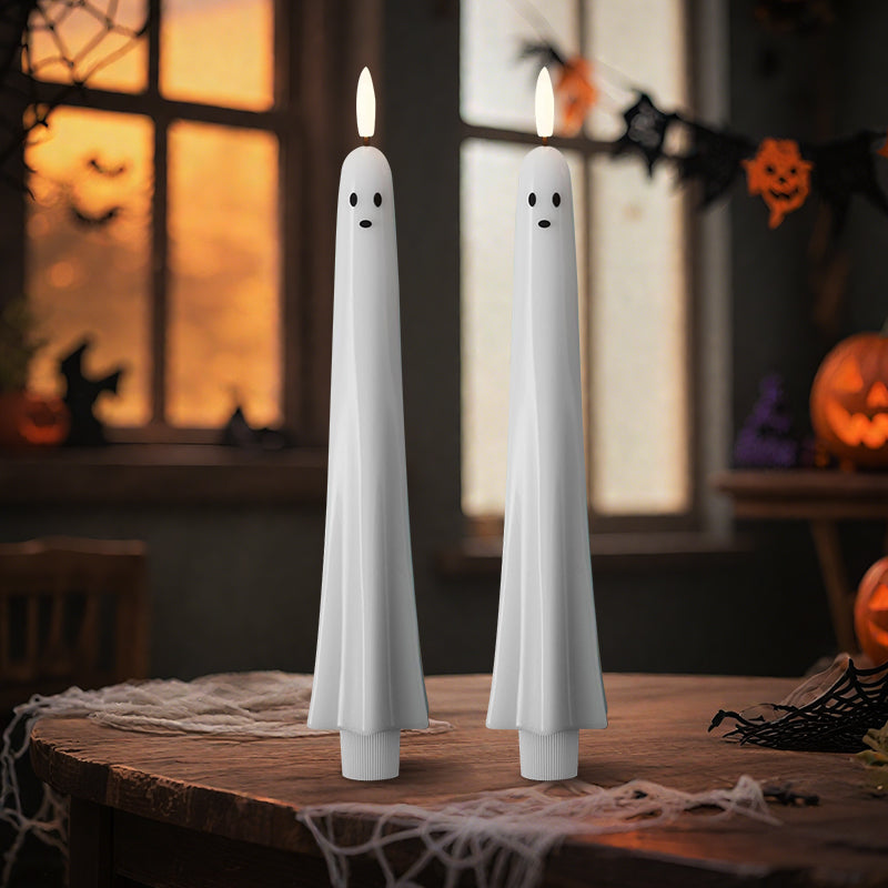 🎃👻 Fjernstyrt Spøkelseslys med 3D-Flammet Veke – Perfekt til Halloween 👻🎃