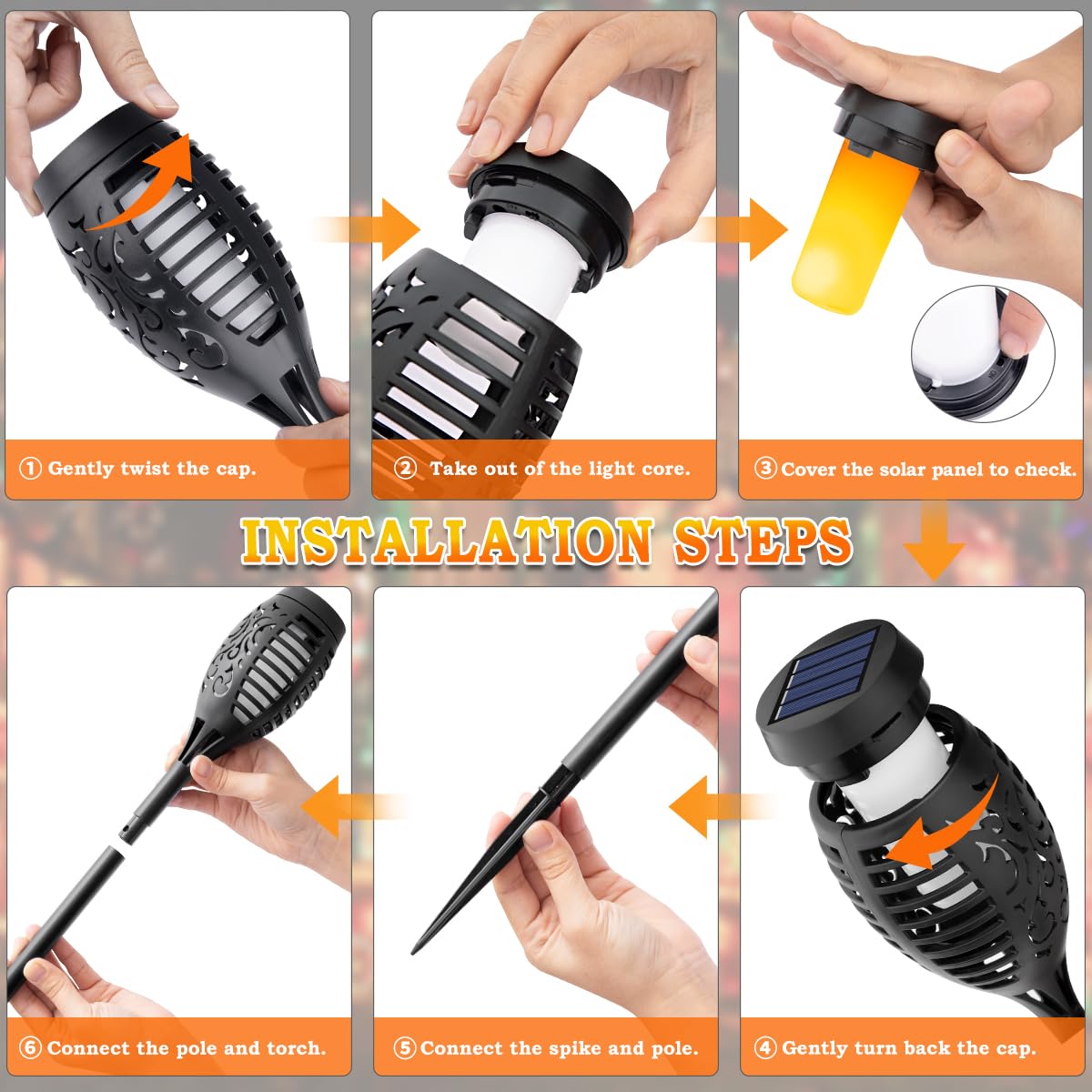 🔥 2025 Solcelledrevne Hagefakler – Flimrende Flamme Lysdekor