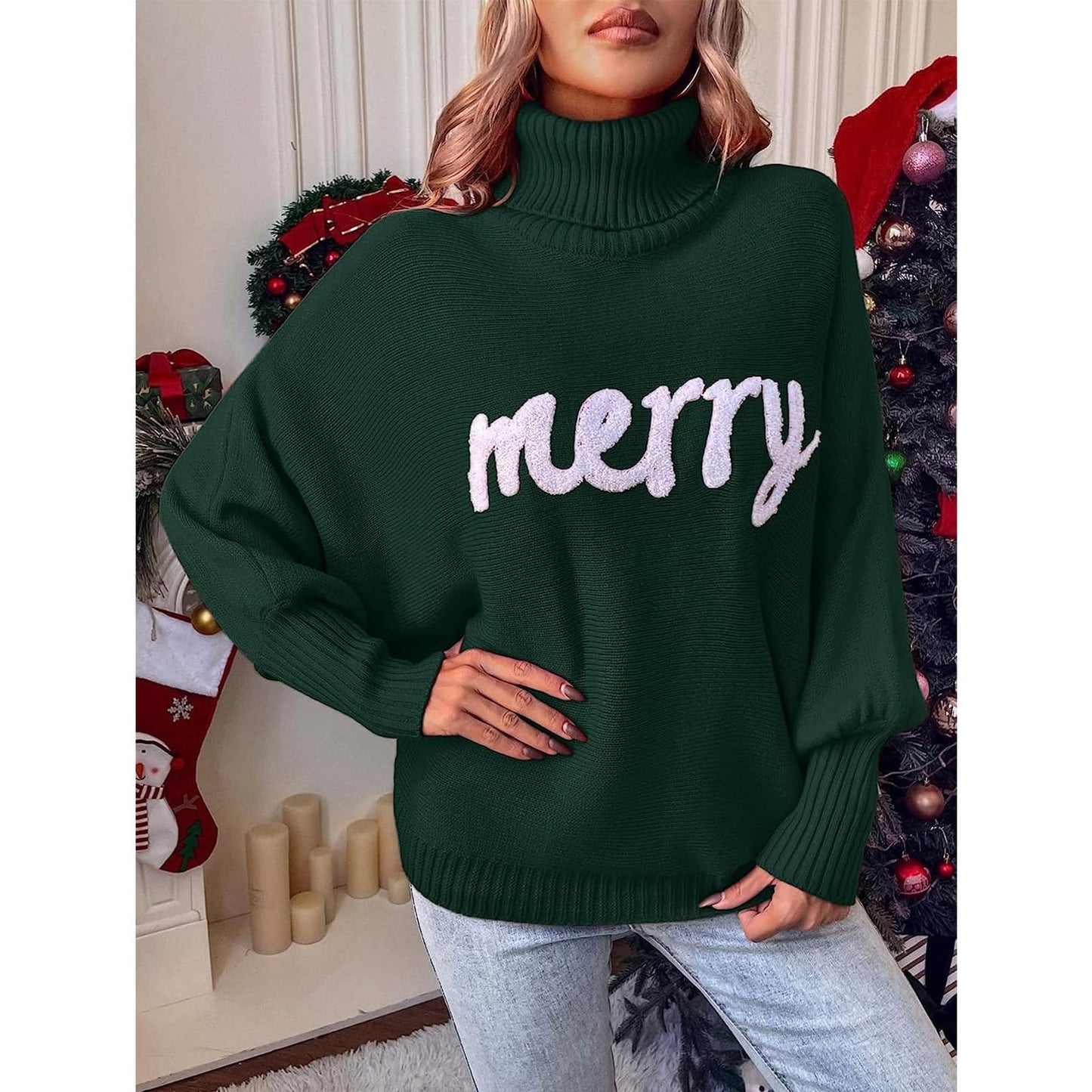 🎄Høyhalset Julegenser Dame – Varm & Festlig