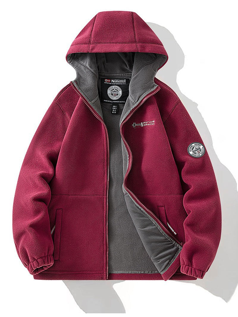 🔥 Dobbeltlags kunstskinn hettejakke