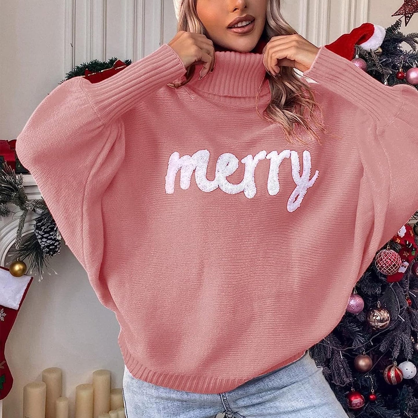 🎄Høyhalset Julegenser Dame – Varm & Festlig