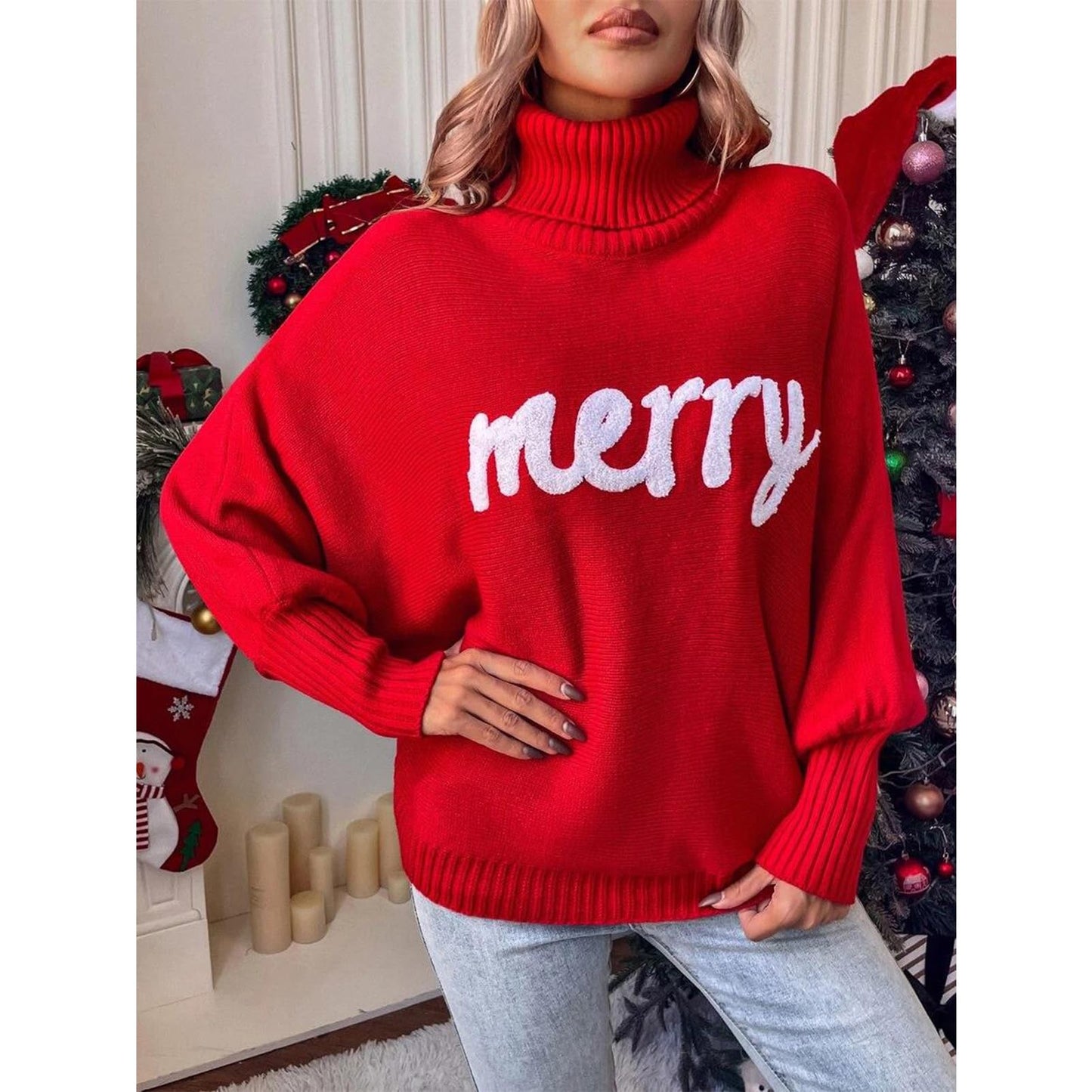 🎄Høyhalset Julegenser Dame – Varm & Festlig