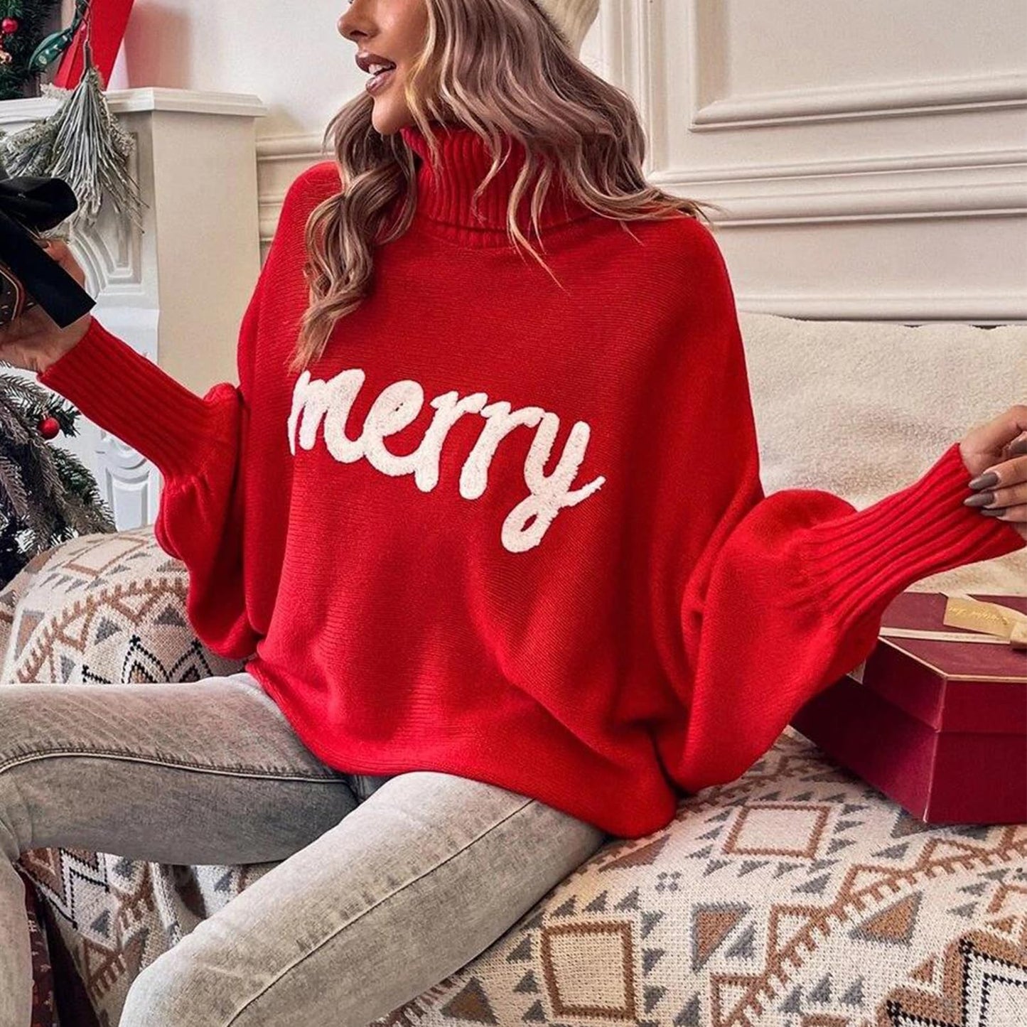 🎄Høyhalset Julegenser Dame – Varm & Festlig