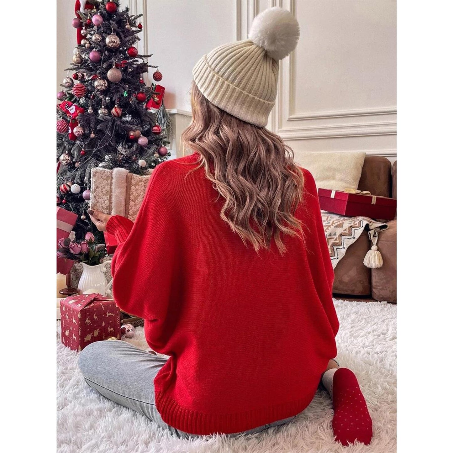 🎄Høyhalset Julegenser Dame – Varm & Festlig