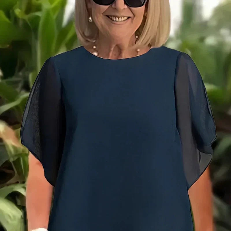 💕Sjarmerende sett med uregelmessig topp og bukser med vide ben💕