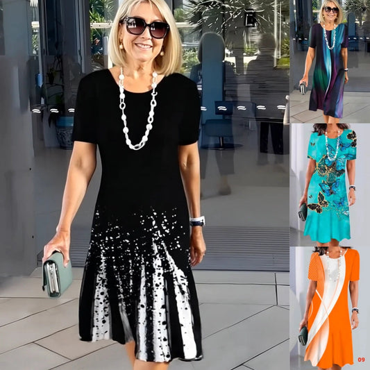 Plissert kjole for kvinner med fargeblokkering