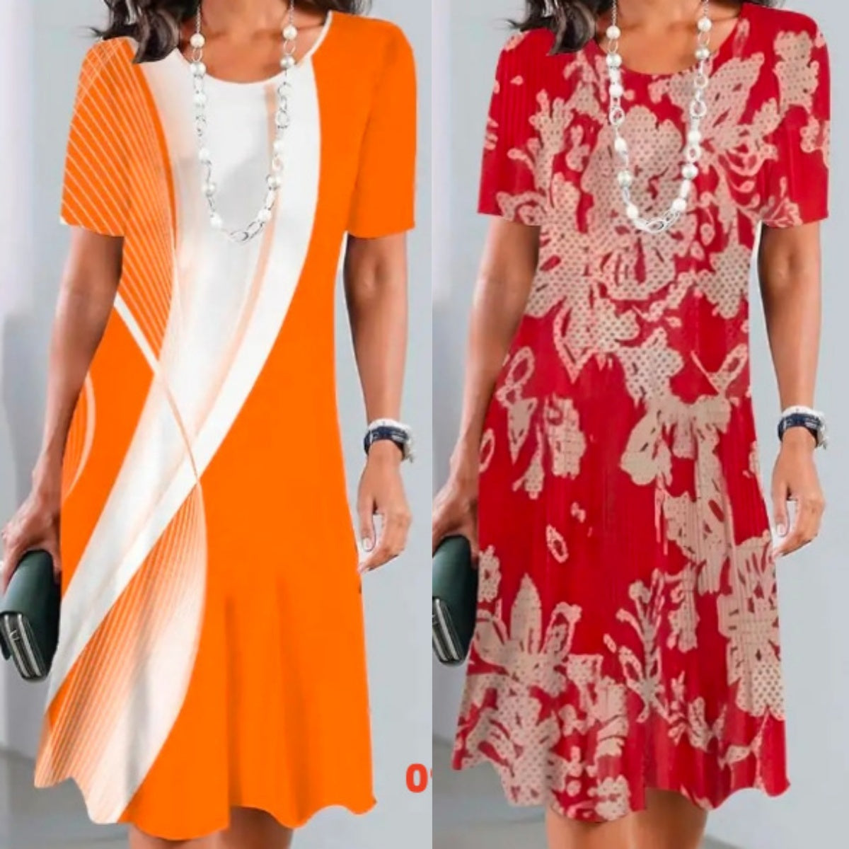 Plissert kjole for kvinner med fargeblokkering