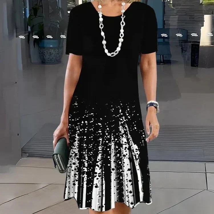 Plissert kjole for kvinner med fargeblokkering