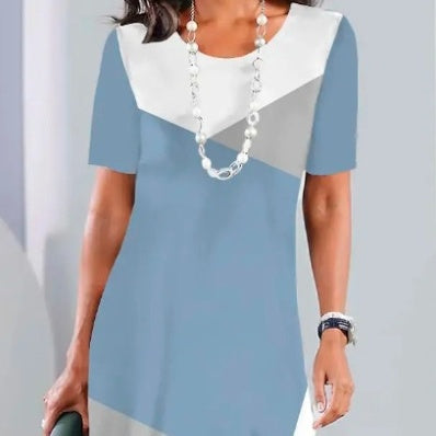 Plissert kjole for kvinner med fargeblokkering