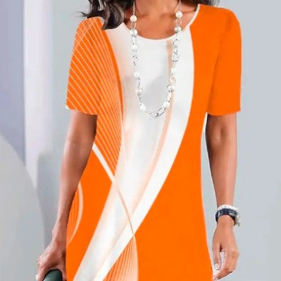 Plissert kjole for kvinner med fargeblokkering