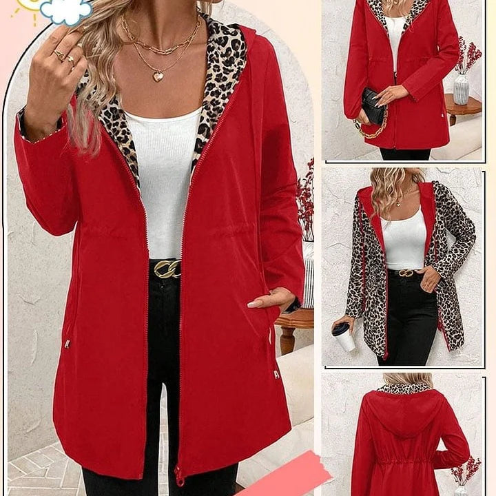 🥻 Damejakke med hette & toveis glidelås